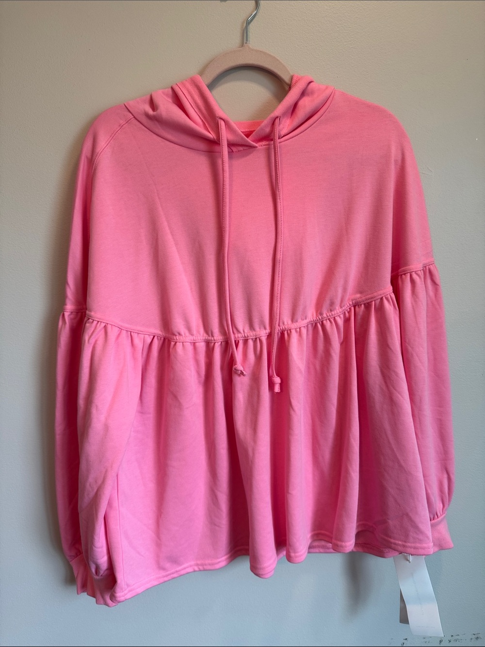 Pink Hooded Peplum Sweatshirt